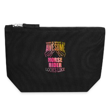 Équitation - Pochette zippée en toile 18 x 19 cm - noir - Devant
