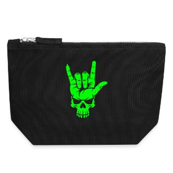 Rock 'n' Roll Skull Hand Gesture - Canvas Zip Pouch 18 x 19 cm - black - Front