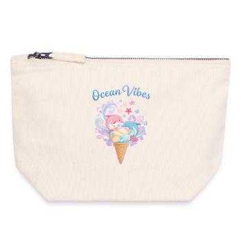 Eiscreme & Delfine Design 🍦🐬🐬 - Canvas Reißverschluss-Täschchen (18 x 19 cm) - Naturweiß - Vorne