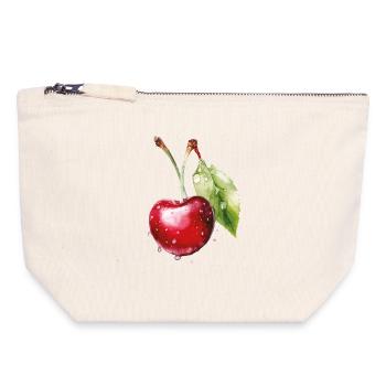 Fruity cherry with water droplets - Canvas Zip Pouch 18 x 19 cm - nature - Front
