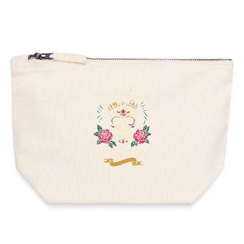 Crâne en sucre Noël homme cadeau floral - Pochette zippée en toile 18 x 19 cm - blanc naturel - Devant