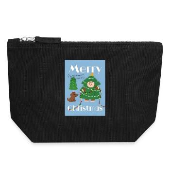 Cute Christmas Tree Illustration - Canvas Zip Pouch 18 x 19 cm - black - Front