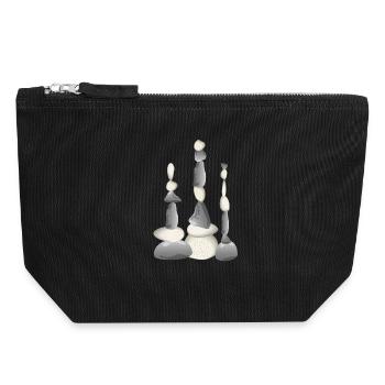 Three Zen-style balancing stone towers - Canvas Zip Pouch 18 x 19 cm - black - Front