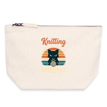 Tricoter me fait me sentir moins meurtrier drôle Craft de - Pochette zippée en toile 18 x 19 cm - blanc naturel - Devant