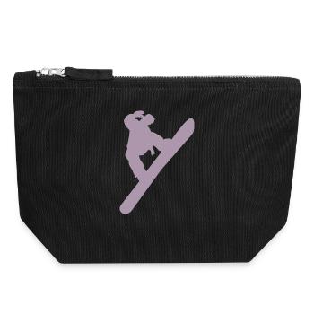 Snowboarder Silhouette Winter Sport Schnee - Canvas Reißverschluss-Täschchen (18 x 19 cm) - Schwarz - Vorne