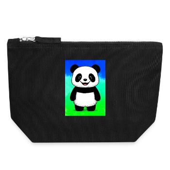 panda - Canvas Zip Pouch 18 x 19 cm - black - Front