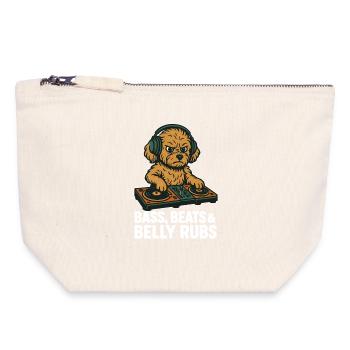 DJ Maltipoo: Bass, Beats & Belly Rubs Retro Design - Canvas Zip Pouch 18 x 19 cm - nature - Front