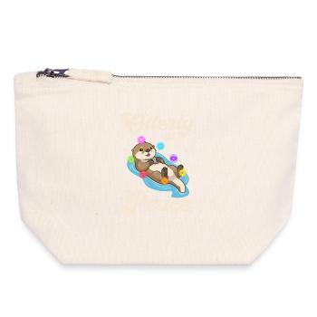 Paix de la Loutre - Harmonie des Chakras - Pochette zippée en toile 18 x 19 cm - blanc naturel - Devant