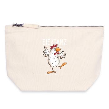 Eiertanz Huhn - Hühner - Comic - Vogel - Fun - Canvas Reißverschluss-Täschchen (18 x 19 cm) - Naturweiß - Vorne