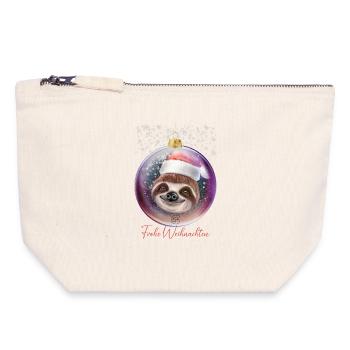 Frohe Weihnachten Weihnachtsoutfit Faultier - Canvas Reißverschluss-Täschchen (18 x 19 cm) - Naturweiß - Vorne