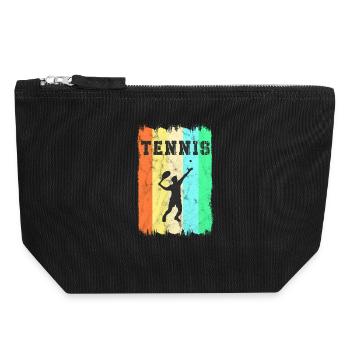 Design vintage pour le tennis - Pochette zippée en toile 18 x 19 cm - noir - Devant