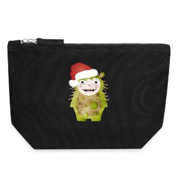Joyeux monstre vert célébrant Noël - Pochette zippée en toile 18 x 19 cm - noir - Devant