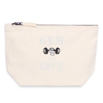 Gym Is Life – Dumbbell Vintage - Canvas Zip Pouch 18 x 19 cm - nature - Front
