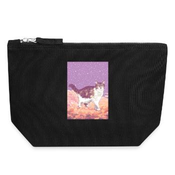 CLOUD CAT - Canvas Zip Pouch 18 x 19 cm - black - Front