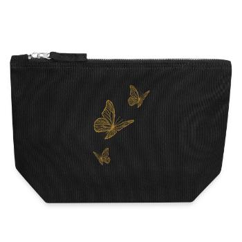 Filigrane Schmetterlinge Sommer gold - Canvas Reißverschluss-Täschchen (18 x 19 cm) - Schwarz - Vorne