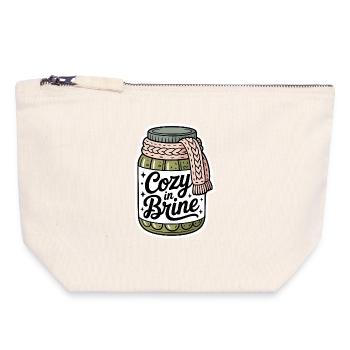 Cozy In Brine Drôle Concombre Pot Humour - Pochette zippée en toile 18 x 19 cm - blanc naturel - Devant