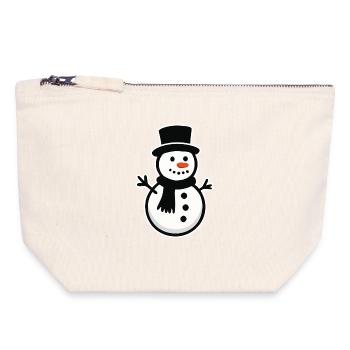 bonhomme de neige - Pochette zippée en toile 18 x 19 cm - blanc naturel - Devant