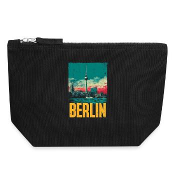 Berlin Skyline Vintage Print - Canvas Zip Pouch 18 x 19 cm - black - Front
