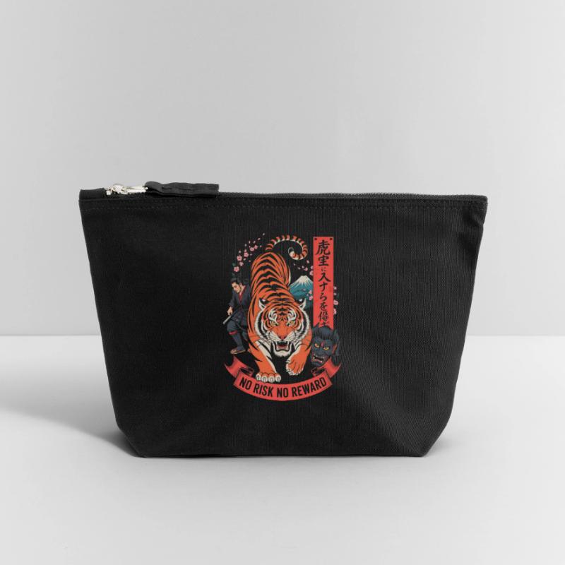 Design du Tiger Samurai Sans Risque Sans Récompense Pochette zippée en toile 18 x 19 cm