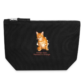 Golden Soul Orange Cat. - Canvas Zip Pouch 18 x 19 cm - black - Front