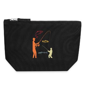 Pêcheur Pêcheur Pêcheur Passe-temps Rétro - Pochette zippée en toile 18 x 19 cm - noir - Devant