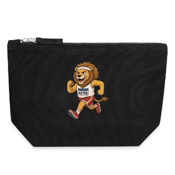 Running lion in comic style - Canvas Zip Pouch 18 x 19 cm - black - Front