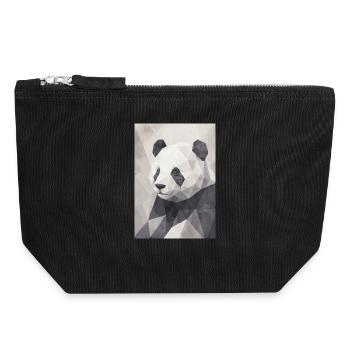 Geometrischer Panda Polygon Art  - Canvas Reißverschluss-Täschchen (18 x 19 cm) - Schwarz - Vorne