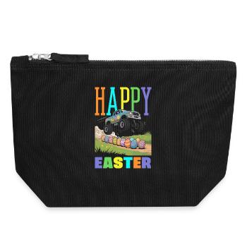 Frohe Ostern Süßer Osterhase Eiersuche Ostereier - Canvas Reißverschluss-Täschchen (18 x 19 cm) - Schwarz - Vorne