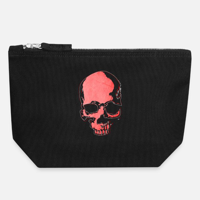 Red skull - Canvas Zip Pouch 18 x 19 cm - black