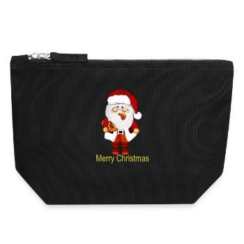 Santa Claus with gift package - Canvas Zip Pouch 18 x 19 cm - black - Front