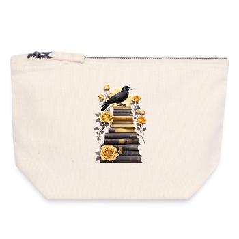 Stack of books with raven - Canvas Zip Pouch 18 x 19 cm - nature - Front