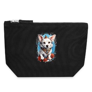 Chien mignon - Pochette zippée en toile 18 x 19 cm - noir - Devant
