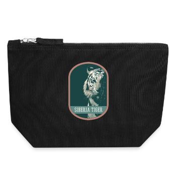Bengalischer Tiger Porträt Aufnäher: Indische Fauna - Canvas Reißverschluss-Täschchen (18 x 19 cm) - Schwarz - Vorne