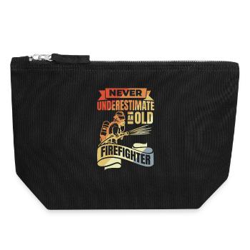 Never underestimate old firefighters - Canvas Zip Pouch 18 x 19 cm - black - Front