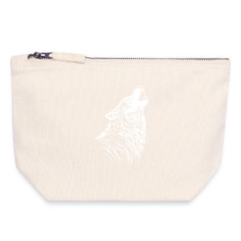 Kriegerischer Wolf mit Tribal-Design - Canvas Reißverschluss-Täschchen (18 x 19 cm) - Naturweiß - Vorne