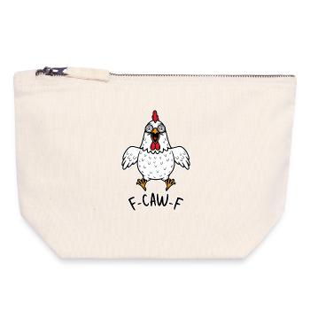 F-CAW-F Poulet Poule Coq Meme Drôle Coq fcawf - Pochette zippée en toile 18 x 19 cm - blanc naturel - Devant