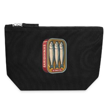 Retro sardines tin with tomatoes - Canvas Zip Pouch 18 x 19 cm - black - Front
