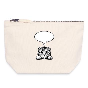 Scottish Fold-eared Cat Speech Bubble - Canvas Zip Pouch 18 x 19 cm - nature - Front