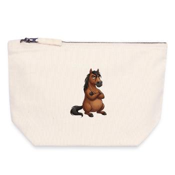 Horse Funny Saying - Canvas Zip Pouch 18 x 19 cm - nature - Front