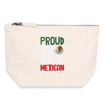 Fierté du Mexique & Maison Drapeau du Mexique - Pochette zippée en toile 18 x 19 cm - blanc naturel - Devant