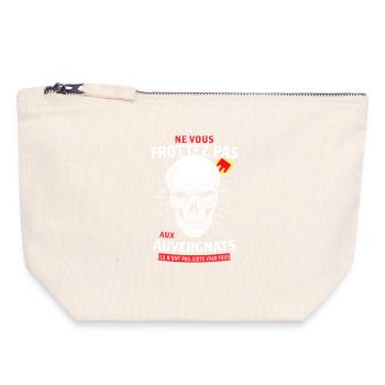 Ne Vous Frottez Pas Aux Auvergnats Ils N Ont Pa... - Pochette zippée en toile 18 x 19 cm - blanc naturel - Devant