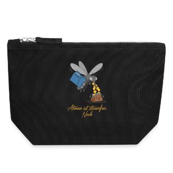 La respiration est exonérée d’impôts. Toujours ! - Pochette zippée en toile 18 x 19 cm - noir - Devant