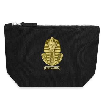 Pharaoh portrait in gold tone Akhenaten - Canvas Zip Pouch 18 x 19 cm - black - Front