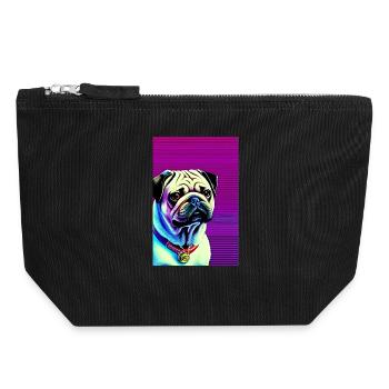 Mops Hund - Canvas Reißverschluss-Täschchen (18 x 19 cm) - Schwarz - Vorne