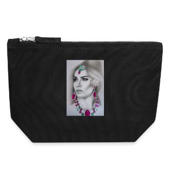 Frau mit Schmuck - Canvas Reißverschluss-Täschchen (18 x 19 cm) - Schwarz - Vorne