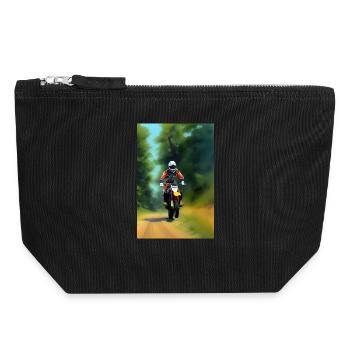 Motocross Fahren - Canvas Reißverschluss-Täschchen (18 x 19 cm) - Schwarz - Vorne