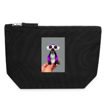 Lemur Affe - Canvas Reißverschluss-Täschchen (18 x 19 cm) - Schwarz - Vorne
