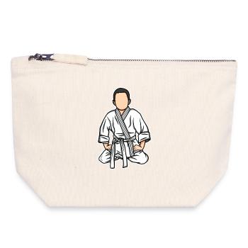 Drôle d’enfant de judo - Pochette zippée en toile 18 x 19 cm - blanc naturel - Devant