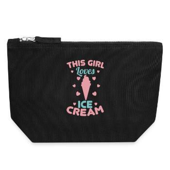 Little ice cream lover - Canvas Zip Pouch 18 x 19 cm - black - Front