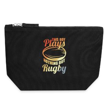 Boy playing rugby - Canvas Zip Pouch 18 x 19 cm - black - Front